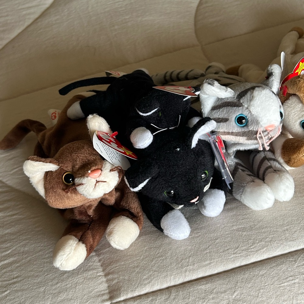 Ty Plush Cat Trio - Brown, Black, Gray